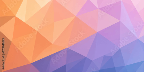 Abstract polygonal geometric background with warm orange and purple gradients for modern digital design