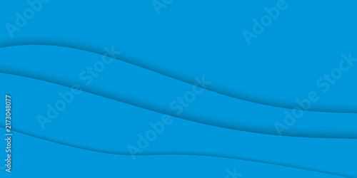 A minimalist blue background featuring smooth, layered wave shapes with a subtle paper cut effect.