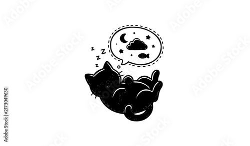 SEO Title:
Cute Deep Sleeping Cat Dream Bubble Cartoon Logo Sticker Vector