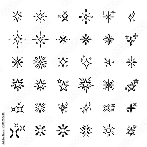 Hand Drawn Magic Sparkle Star Vector Set