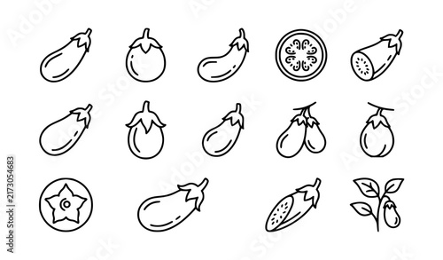 SEO Title:
Eggplant Vegetable Minimalist Botanical Outline Line Art Vector Collection