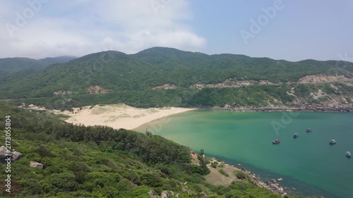 This stock video shows a tropical bay.
