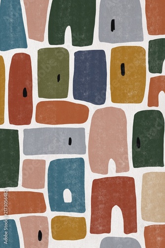 Abstract illustration features organic geometric design in earth tone