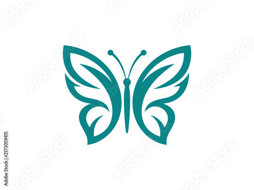 Teal Butterfly Logo Icon Vector Illustration