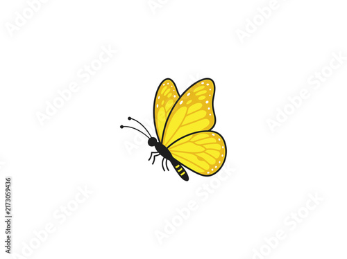 Small Yellow Butterfly Simple Icon Vector Illustration