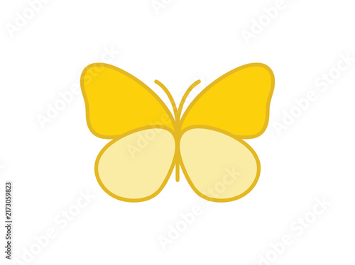 Simple Yellow Butterfly Flat Vector Illustration Vector Illustration