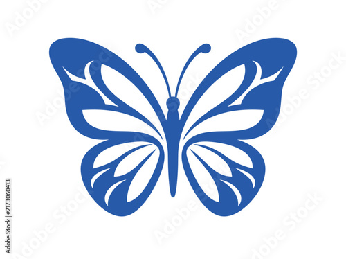 Elegant Blue Butterfly Logo Clean Wings Vector Illustration