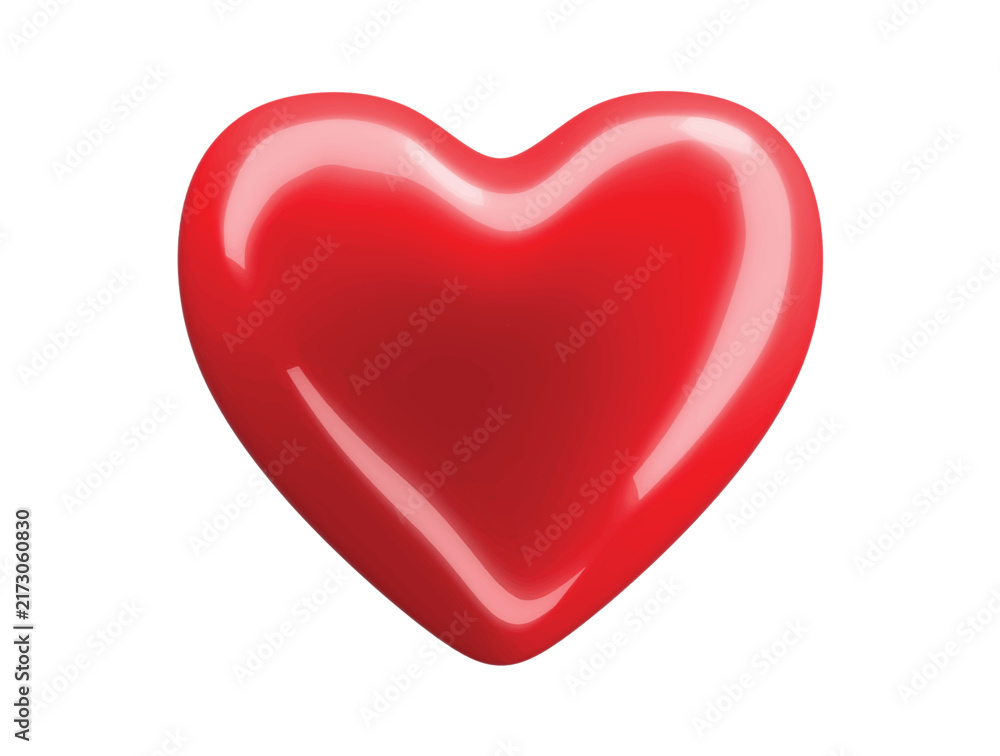Fototapeta premium Glossy red heart symbol for love and romance concept icon 3D render illustration isolated