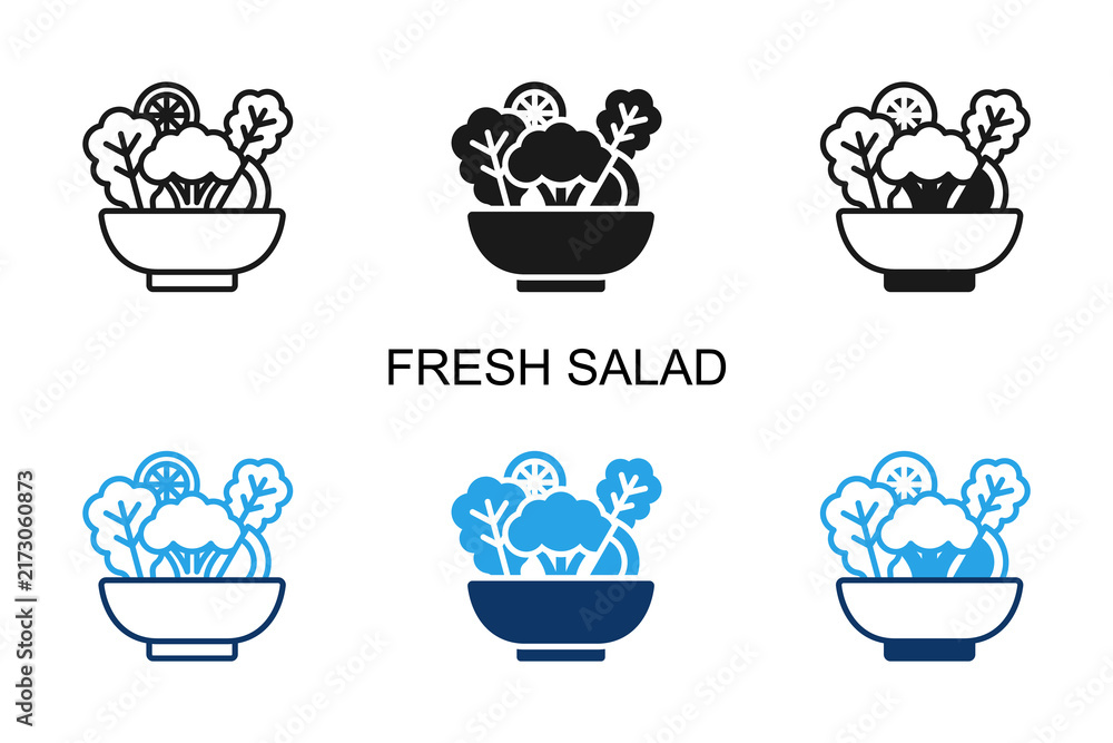 Fototapeta premium Fresh Salad Icon Multi Style Solid Vector Illustration