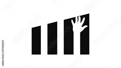 Invisible hand of the market, black isolated vector silhouette