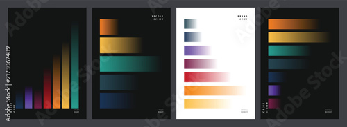 Minimalist abstract gradient bar chart poster design featuring vibrant colorful data visualization layouts and modern artistic compositions