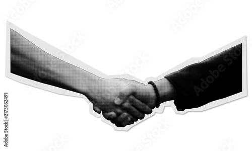 Vintage Handshake Business Deal Collage Element