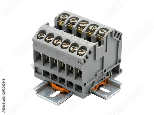 Photography DIN rail terminal block connector for industrial electrical wiring and control p