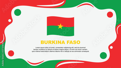 Burkina Faso Flag Abstract Background Flat Design Template. Burkina Faso Independence Day Banner Wallpaper Vector Illustration. Burkina Faso Cartoon