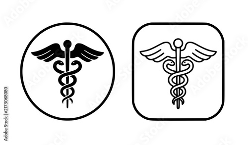 SEO Title:
Minimal Caduceus Healthcare Medical Symbol Solid and Outline Vector Icons