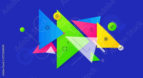 Fintech Innovation and Growth business presentation slide. Digital banking, mobile payment, and cryptocurrency icons. Financial technology stock vector concept.