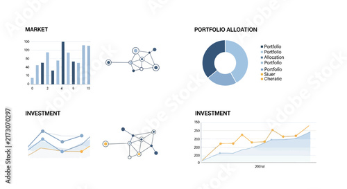 Fintech Innovation and Growth business presentation slide. Digital banking, mobile payment, and cryptocurrency icons. Financial technology stock vector concept.