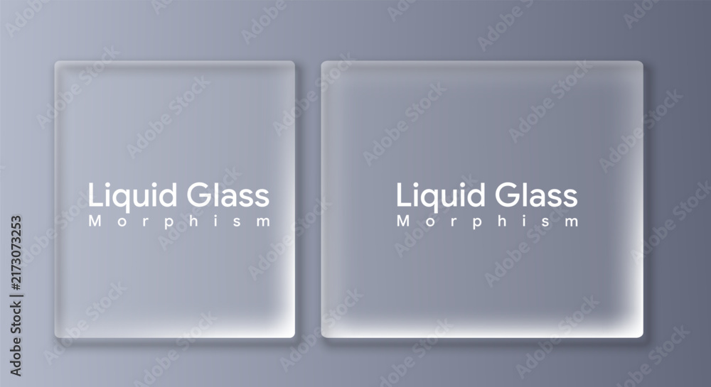 Obraz premium Glassmorphism Square Card Duo with Frosted Glass Effect Rounded Corner Panels Soft Shadow Modern App Website Interface Design Mockup Template