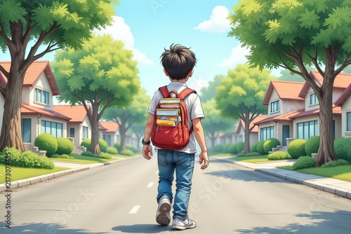 il bambino va a scuola