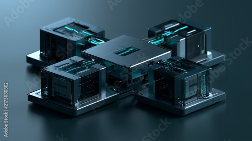Enterprise Server Cluster Architecture With Central Computing Hub And Connected Hardware Modules, Advanced Distributed Computing Infrastructure For Cloud Services, Data Processing And Enterprise IT