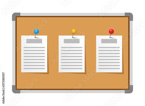 Notice board icon in flat style. Bulletin board vector illustration on isolated background. Information frame sign business concept.