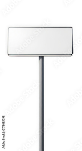 Simple blank road sign on gray pole