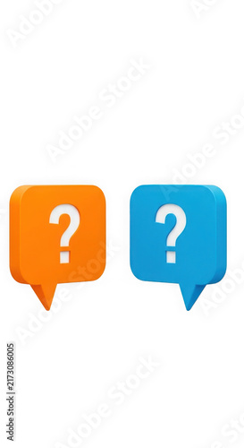 Two speech bubbles with question marks