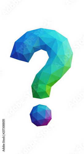 3d question mark with colorful geometric shape