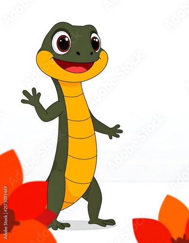 Cartoon penguin character standing confidently with arms outstretched.