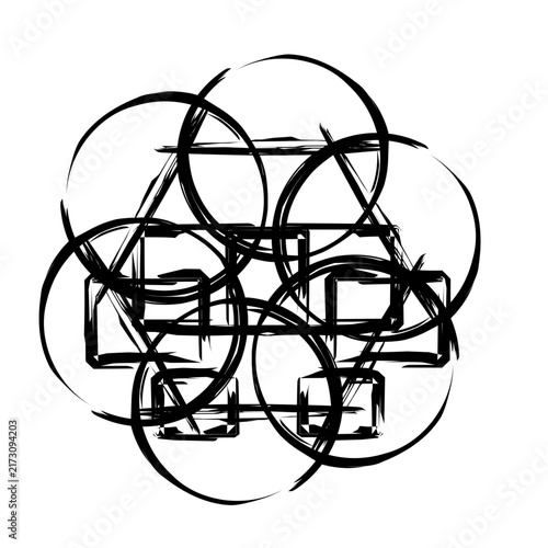Minimalist dotted line emoticon featuring a shocked facial expression with a circular outline, wide eyes, and an open oval mouth isolated on a white background for clean design.