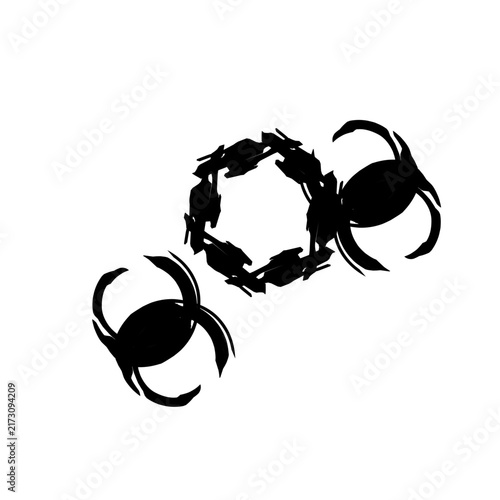 Minimalist dotted line emoticon featuring a shocked facial expression with a circular outline, wide eyes, and an open oval mouth isolated on a white background for clean design.