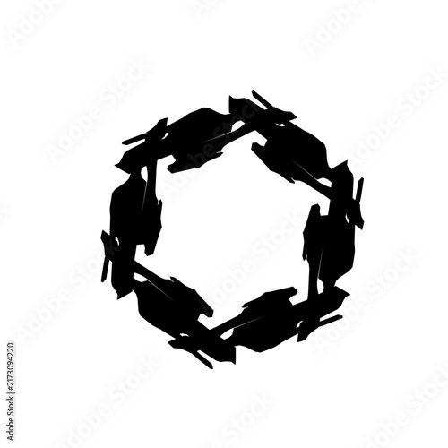 Minimalist dotted line emoticon featuring a shocked facial expression with a circular outline, wide eyes, and an open oval mouth isolated on a white background for clean design.