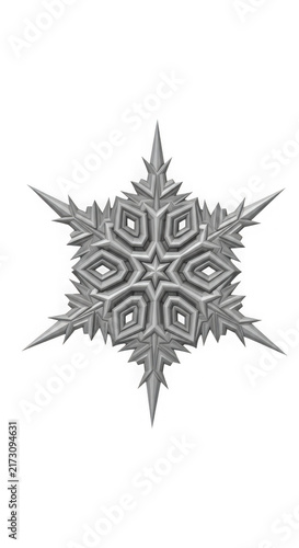 Intricate geometric snowflake design in black and white