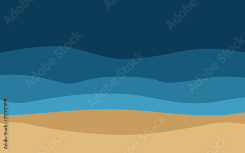 Abstract Blue and Beige Wavy Layer Background with Modern Coastal Design