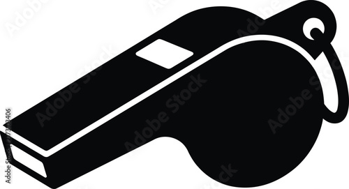 Bild auf Leinwand Black silhouette of a classic whistle a simple flat vector icon for sports coach