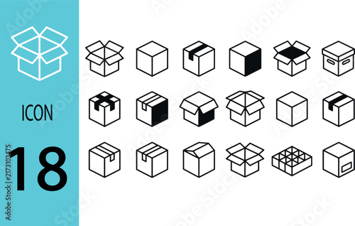 Box line icons Empty open shipping box or unboxing line art Carton boxes icon set Stock vector Vector illustration.Unboxing Line Art Illustrations Vectors