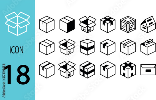Box line icons Empty open shipping box or unboxing line art Carton boxes icon set Stock vector Vector illustration.Unboxing Line Art Illustrations Vectors