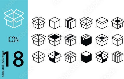 Box line icons Empty open shipping box or unboxing line art Carton boxes icon set Stock vector Vector illustration.Unboxing Line Art Illustrations Vectors