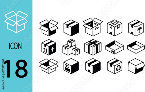 Box line icons Empty open shipping box or unboxing line art Carton boxes icon set Stock vector Vector illustration.Unboxing Line Art Illustrations Vectors