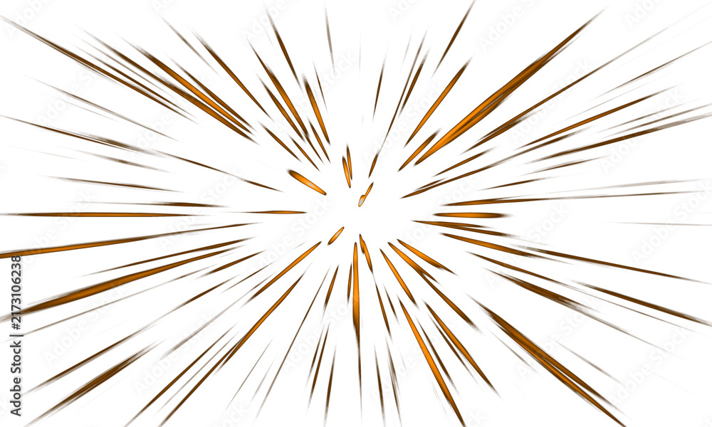 Obraz premium Comic gold speed lines radial motion zoom explosion effect isolated on transparent background