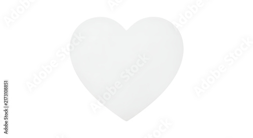 Blank white heart shaped paper sticker isolated on transparent background