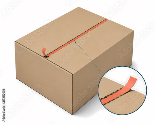 Carton tear strip opening illustration