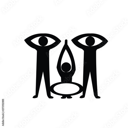 Yoga practice pose fitness meditation wellness health exercise training silhouette human icon design
