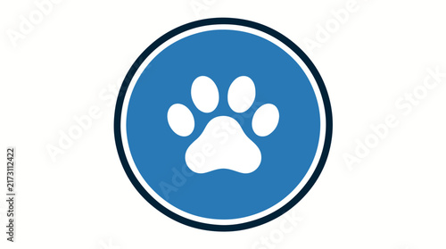Blue circular icon with a white animal paw print symbol.