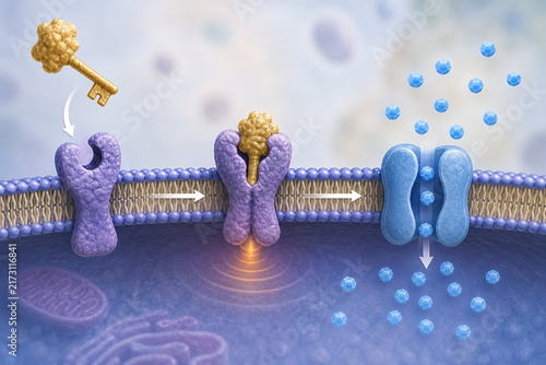 Plakat Insulin receptor unlocks glucose entry into cell