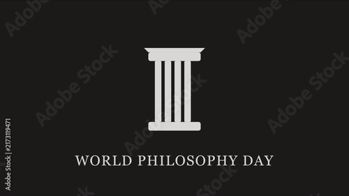 Philosophy day motion with classical pillar symbol for academic and educational animation 4k