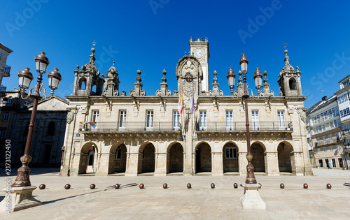 Historic Baroque City Hall building in Praza Maior square of Lugo Spain