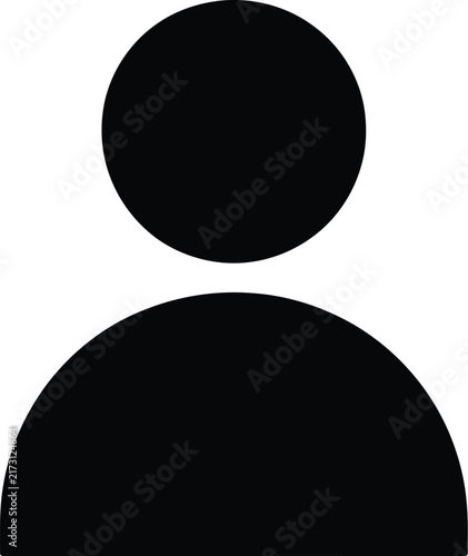 Minimalist user profile icon, black avatar silhouette, simple person vector