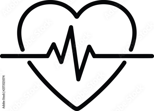 Heartbeat line vector icon, medical heart rate pulse, cardiogram symbol