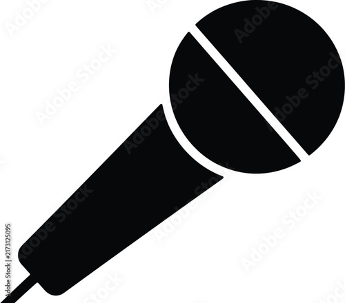 Microphone vector icon, black mic symbol, vocal audio equipment sign
